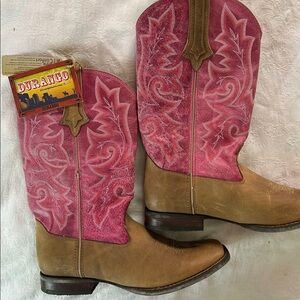 Cowboy Boots Leather Durango Pink Brown Women's Sz 10